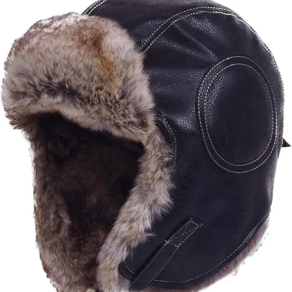 Outdoor Faux Fur Lined Ear Flap Winter Usuanka Russian Soviet Trooper Hunting Trapper Aviator Pilot Hat