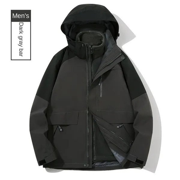 Outdoor Camping, Hiking, and Travel Two-piece Rechargeable Clothing - Stand up Zipper, Logo Printed Three in One Workwear Wholesale photo-4