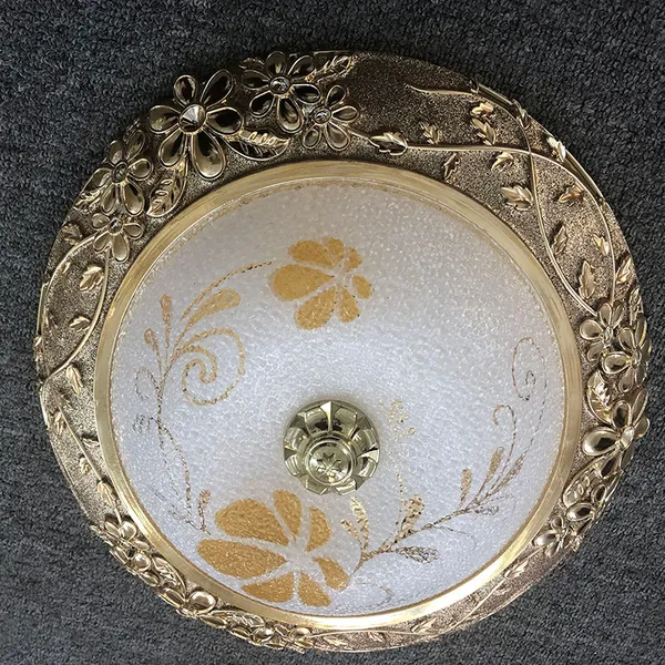 European Style Ceiling Light for Bedroom, Living Room, Study, Copper-colored Lamp, American Style Round Ceiling Light, Modern and Minimalist.