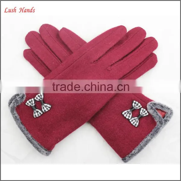 2016 Spring New Style Woolen Hand Gloves Women With Raw Edges photo-5