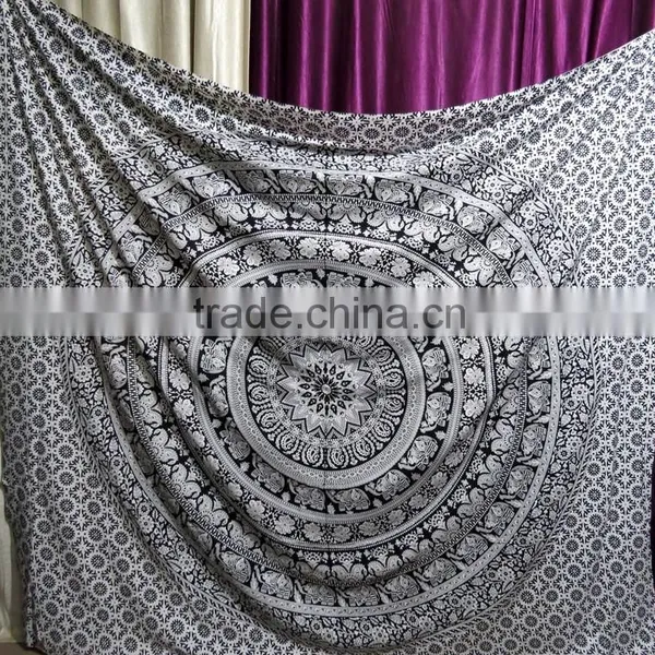 Indian Printed Mandala Tapestry Hippie Throw Beach Roundies Elephant Bedsheets