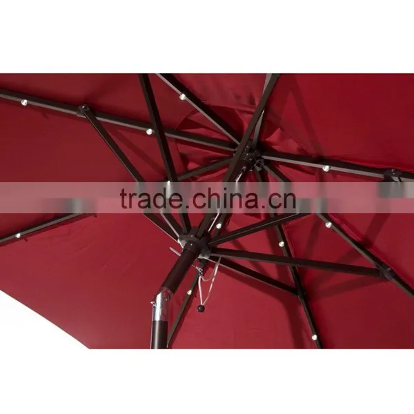 Multifunction Patio 9 ft Round Aluminum Solar Powered 24 Garden Outdoor Light Led Umbrella photo-3