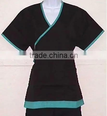 Contrasting Mock Wrap Suit Black-Teal