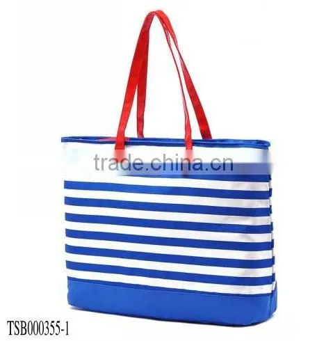 2016 New Designer Big Size High Quality Canvas Navy Blue Stripes Shoulder Bags Quality Choice photo-2