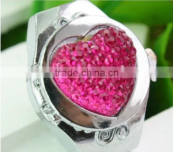 Heart Shape Ladies Ring Watch With Crystal on the Face