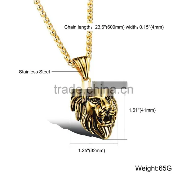Hot Product Trends Gold Necklace Designs 2016 316L Stainless Steel Lion Necklace for Cool Men Quality Choice photo-6