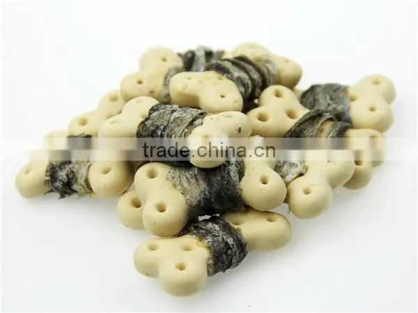 Wholesale Natural Dry Fish Skin and White Biscuit Wraps Pet Dog Snack photo-2