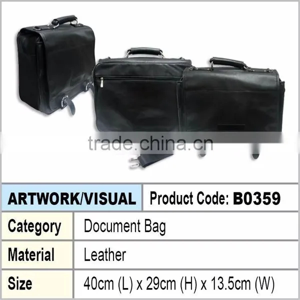 Document Bag / black leather document bag