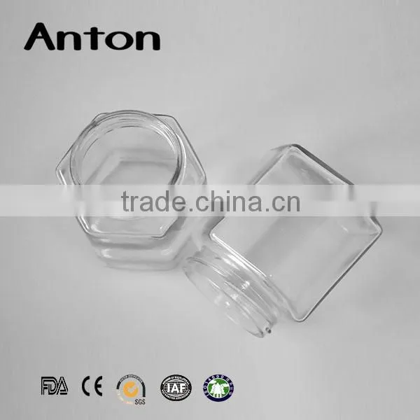 350ml Tableware Manufacturer Large Hexagonal Glass Storage Jars photo-6