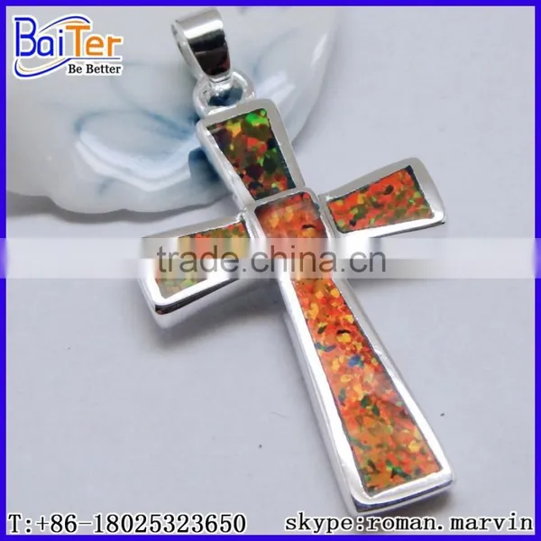 Custom Created Green Opal Large Sterling Silver Cross Pendant Wholesale photo-6