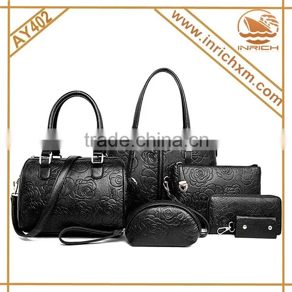 China Wholesale Handbags 2016 Woman Fashion 6 Pieces Leather Handbag Set photo-3