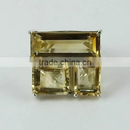 Gemstone Citrine 925 Sterling Silver Ring, Indian Silver Jewellery Supplier, Silver Jewellery India photo-2