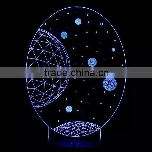 3D Optical Illusion Moon Scene Night Lamp Night Light 10 Colorful LEDs Ultra-thin Acrylic Light Panel AA Battery or DC 5V photo-4
