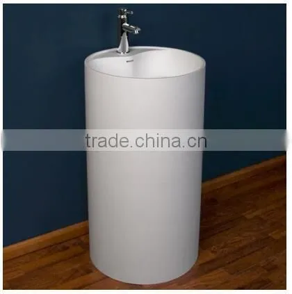 Wholesales Marble Wash Basin Price Free Standing Solid Surface Pedestal Wash Basin photo-3