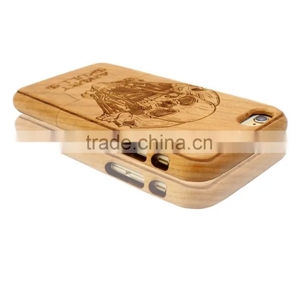 Universal Angry SKULL Engraving Durable Wood Protected Cover for Iphone 6 in Two Parts photo-5