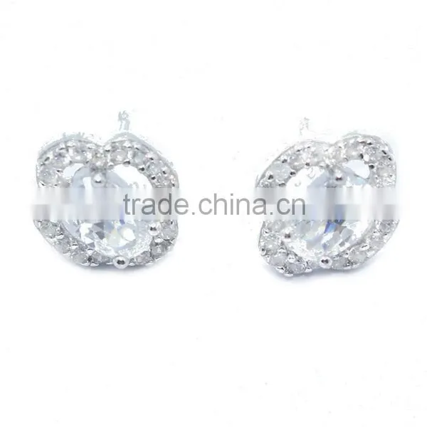 Wholesale Silver Jewellery 925 Silver Diamond Stud Earrings photo-2