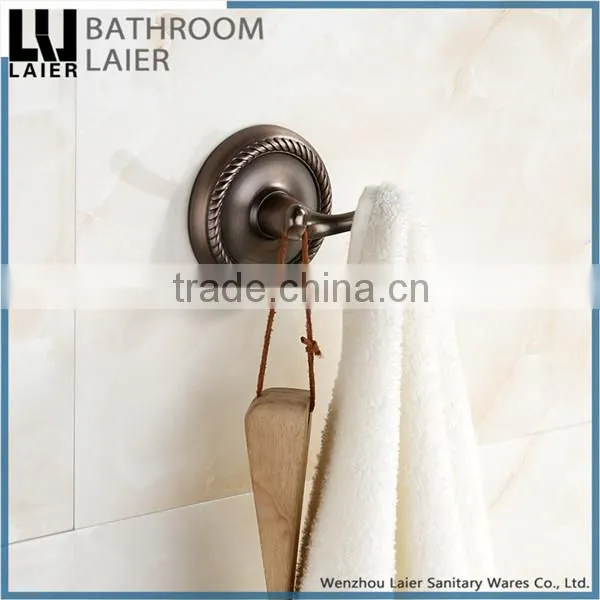 Customized Luxury Bathroom Design Zinc Alloy Antique Copper Finishing Bathroom Sanitary Items Wall Mounted Double Robe Hook photo-2
