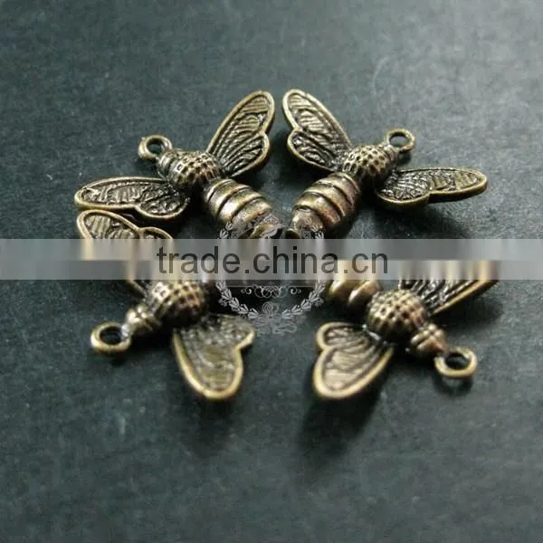 15x20mm Vintage Brass Bronze Bees Bugs Antiqued DIY Pendant Charm Supplies Findings 1810186 photo-3