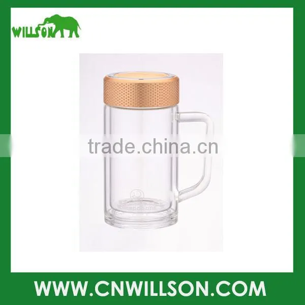 Durable Clear Beer Glass Mug With Lid and Handle