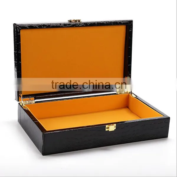 Chinese Factories Wholesale Custom High-grade PU Leather Gift Box, Black Crocodile Grain Packing Box photo-3