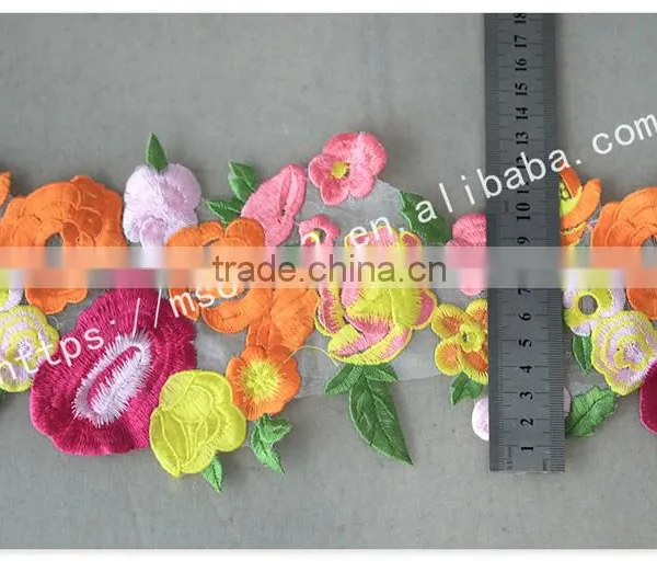 Newest Design Beautiful Flower Embroidery Organza Lace With Organza photo-2
