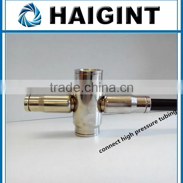 TY1730 Haigint High Pressure Copper Push-in Cross Connector Brass With Nickel Plated for Nylon Tubing and Stainless Steel Tubing photo-2