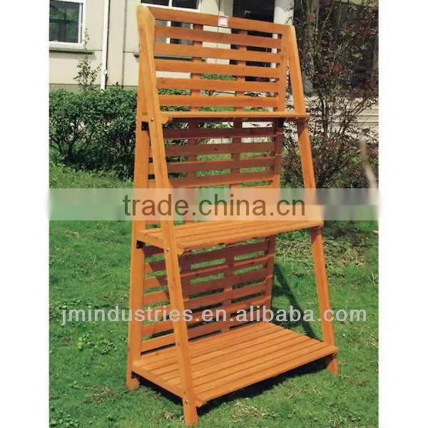 Three Shelves Wooden Flower Pot Stands With Lattice