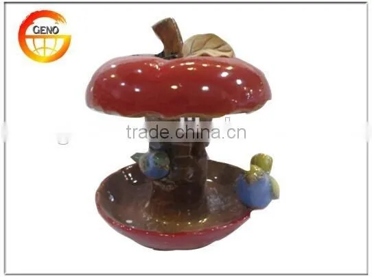 Delicate Red Apple Ceramic Bird Feeder