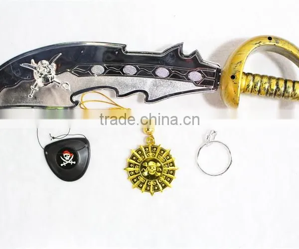 Plastic Pirate Sword With Eye Patch Earring and Badge for Kid Toy photo-2
