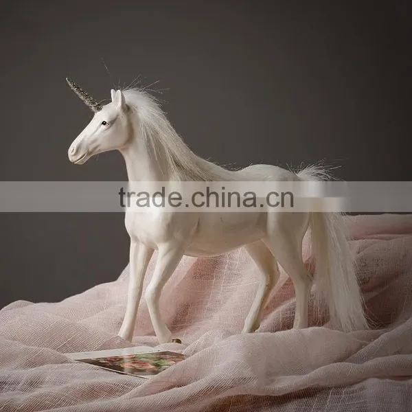 Pure White Decorative 3D Resin Unicorn Figurine photo-3