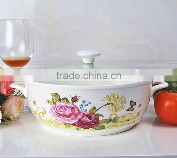 10" Porcelain Saucepot Suitable Microwave Oven With Glas Lid photo-2