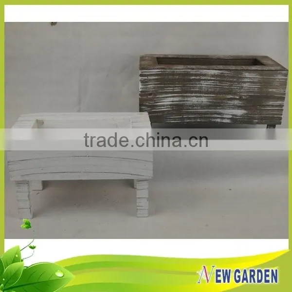 Decorative Garden Large Natural Wooden Flower Pot Bench photo-4