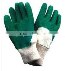 Sunnyhope10"yellow Liner Green ChipT/C Latex Palm Coated Gloves,free Sample Gloves photo-2