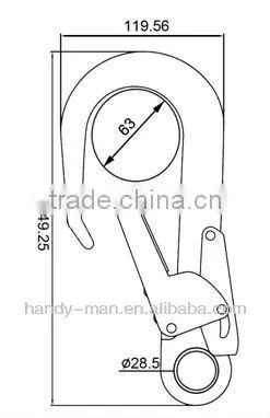 A7312 CE EN362 Forged Aluminum Double Action Safety Rebar Hook photo-3