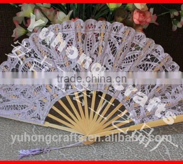 Wholesale 27cm Wedding Purple Lace Wedding Fans