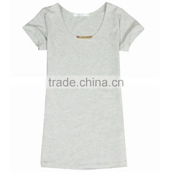Daily/casual Hot Sale Lady t Shirt With Solid Color and Sleeve photo-2