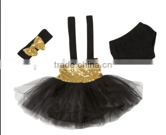 2016 China Low Price Wholesale Baby Sequin Romper Tutu Set With Headband and Skirt for Dancing photo-5