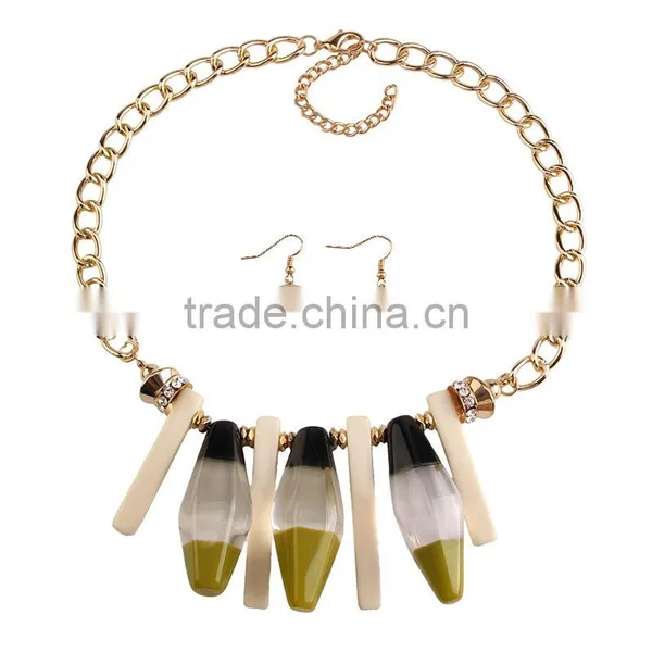 Europe and the United States Fashion Multiple Big Resin Gems Pendant Necklace photo-4