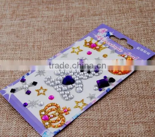 Peace/Emoji/Star Wholesale High Quality Acrylic Crystal Bling Gem Stickers For Mobile Phone photo-2