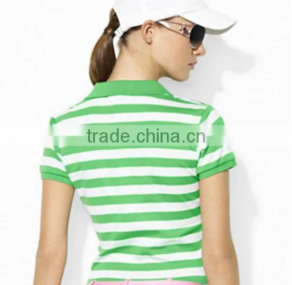 Women Custom Striped Golf Polo Shirt photo-2