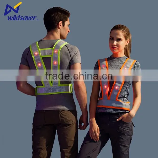Police Worker hi Visibility Led Warning Lighted Safety Vest photo-3