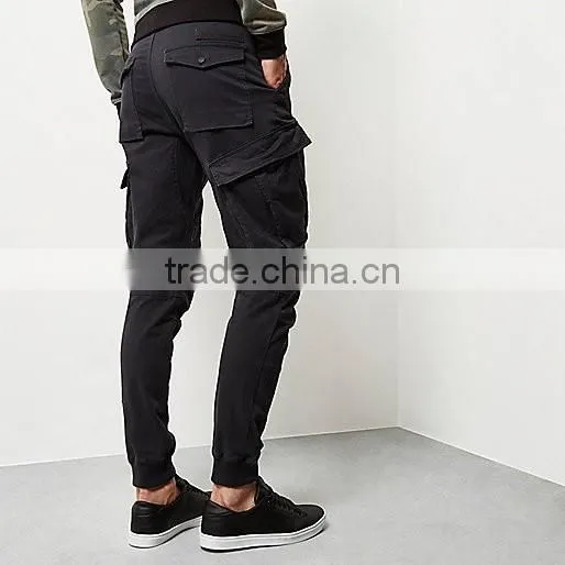 Men's Black Cargo Tapered Joggers photo-5