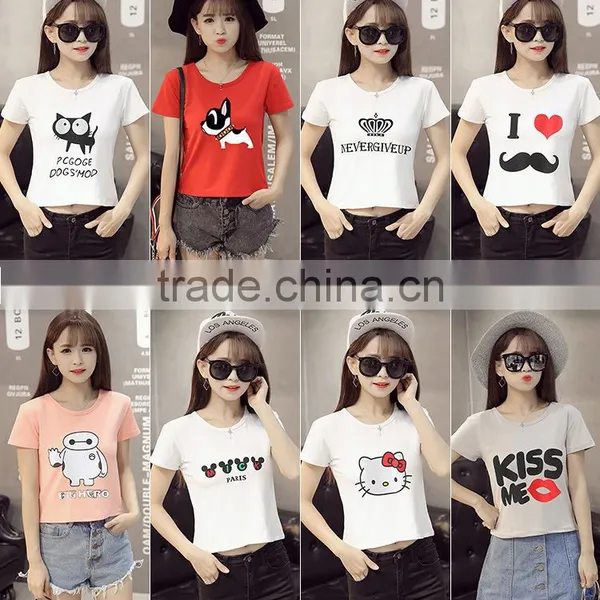 Joker Lady T-shirt Female Students the New Summer 2017 Han Edition Women's Short Sleeve T-shirt Letter Brief Paragraph Smock photo-6