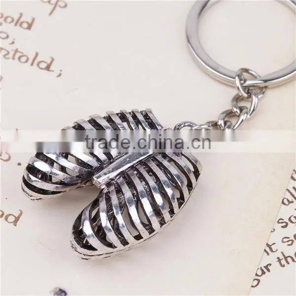3D Keychain & Keyring Rib Cage Antique Silver 9.1cm photo-2
