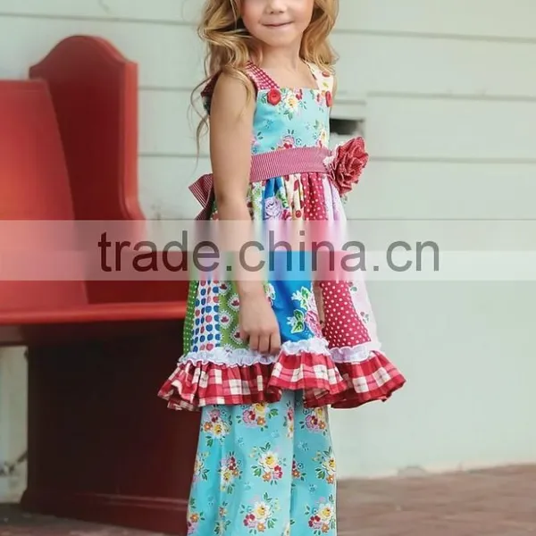 Girls Cotton Frock Designs Summer Clothing Set Children High Quality Boutique Clothing photo-3