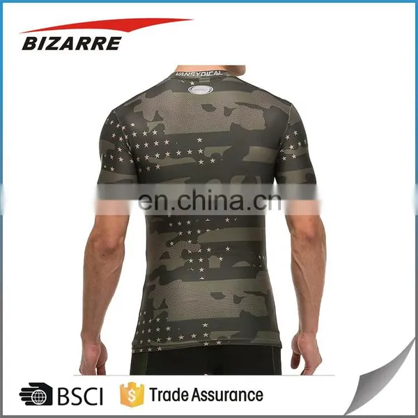Slim Fit Gym T Shirt Men Short Sleeve Quick Dry Compression Shirt photo-3