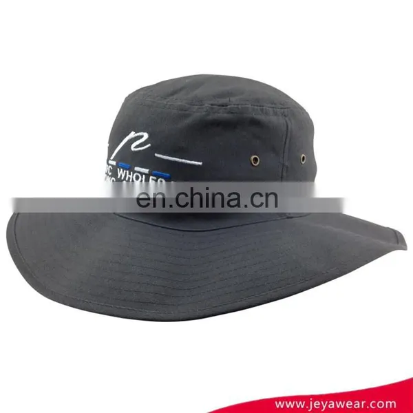 Men's Black 100%cotton Twill Bucket Hat Wide Brim Flat Top Bucket Hat With Flat Embroidery photo-3