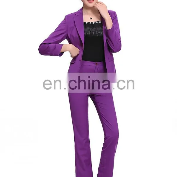 Kangyi Lapel Collar Purple Pant Suit Workwear Long Sleeve Business Office Lady Coat Pant Suit photo-4