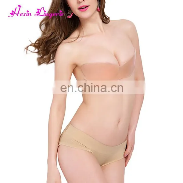 Premium Nude Gather Backless Self Adhesive Push up Strapless Silicone Bra photo-6