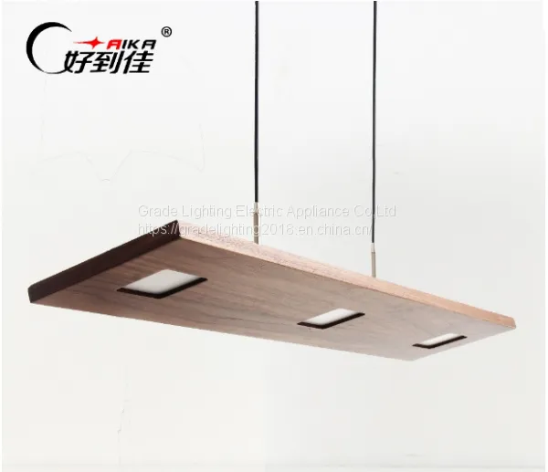 Modern Wood Pendant Lamps Rectangle Droplight for Indoor